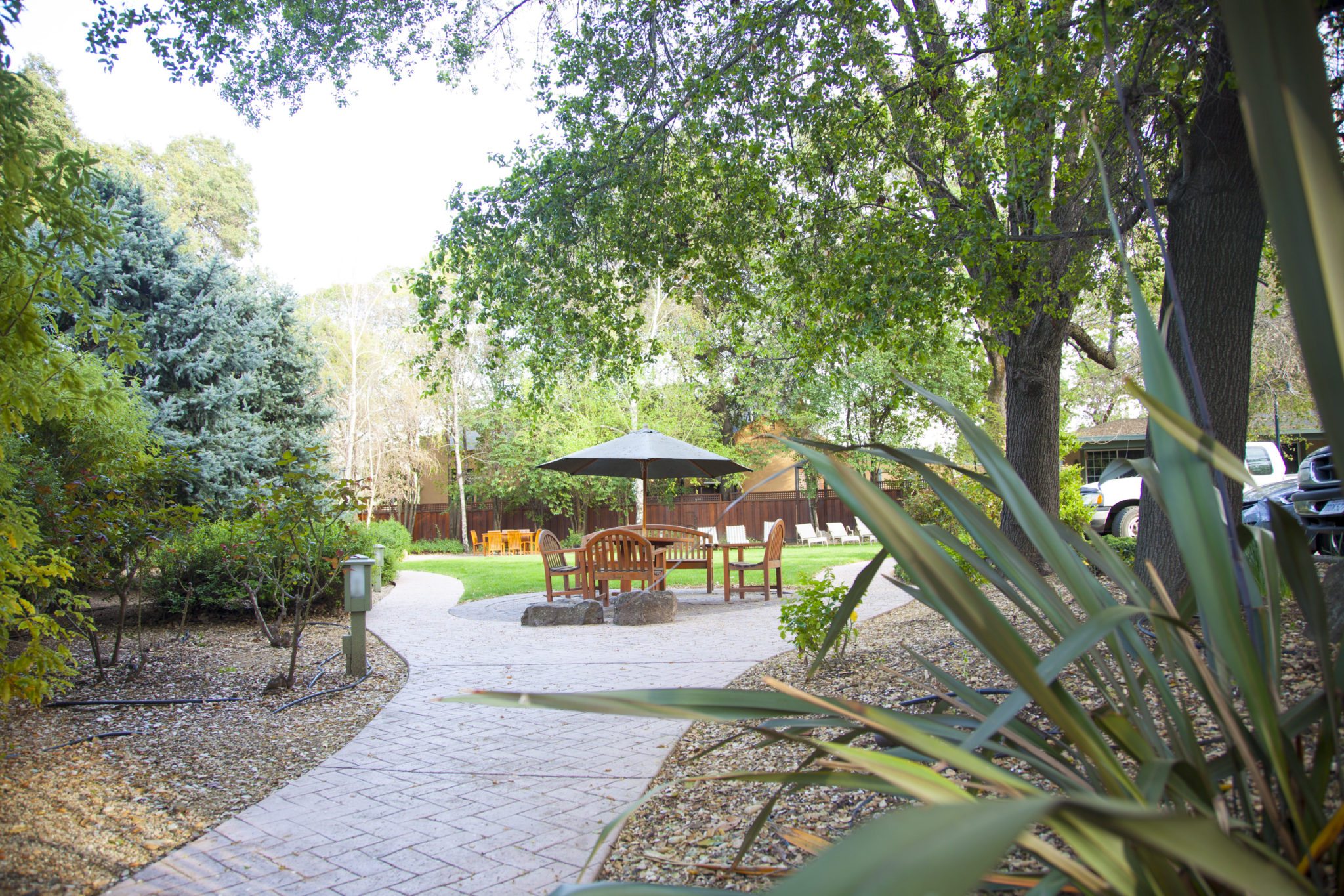 outdoor seating in garden napa valley