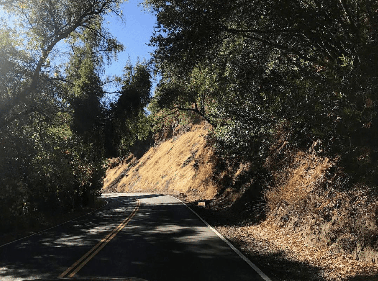 road through the mountains near St Helena, CA