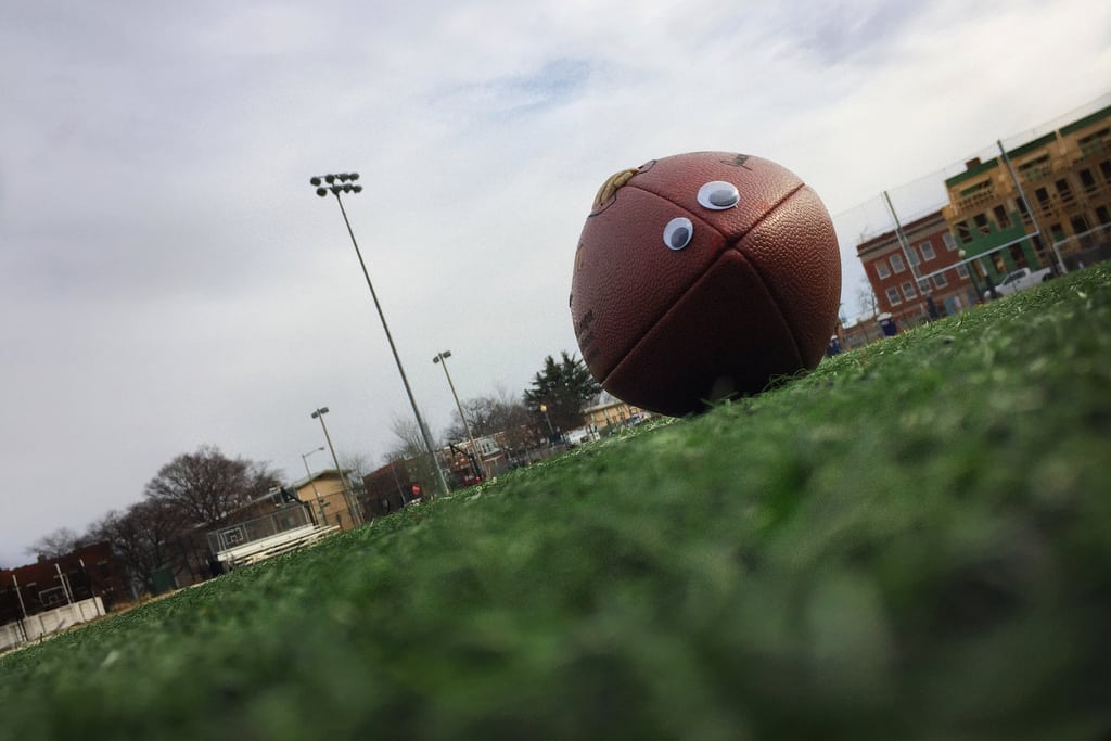 Football with googly eyes