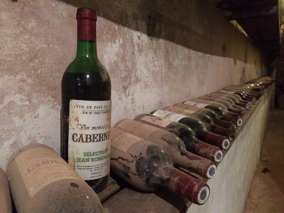 Wine bottles in a cellar for Halloween