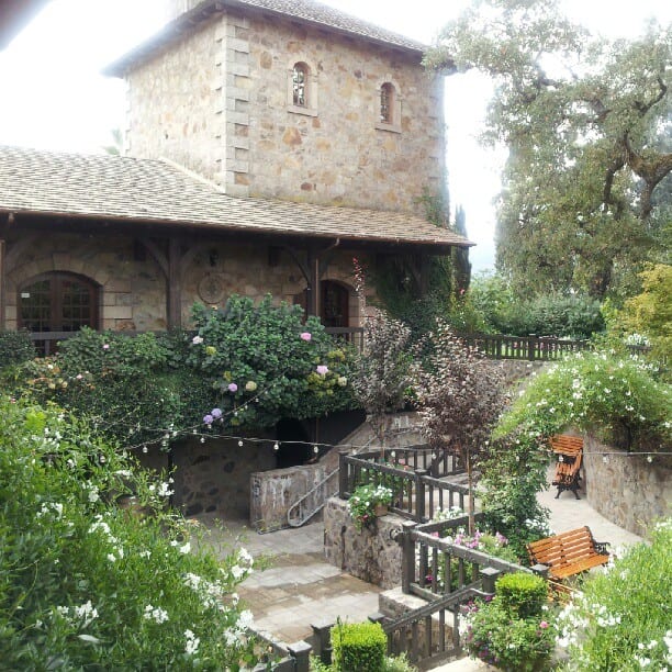 Main building and gardens of V. Sattui Winery
