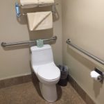 To show the accessible bathroom in the ADA King Room | El Bonita Motel