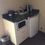 To show the accessible counter and amenities in the ADA King Room | El Bonita Motel
